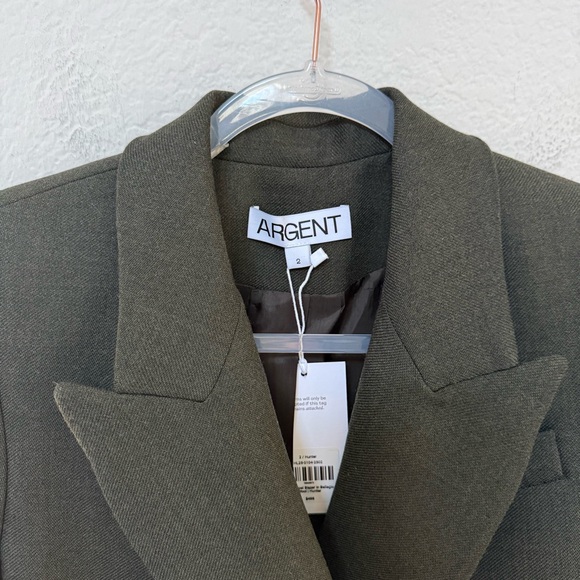 Argent Peak Lapel Blazer in Bellagio Wool Hunter Green Size 2 - Picture 3 of 4